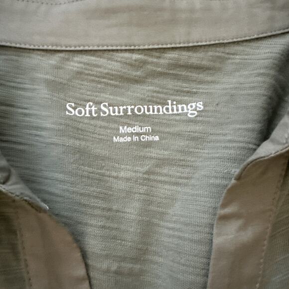 Soft Surroundings Spring Thaw Button Down Embroidered Tunic Shirt, Soft Olive M - Picture 6 of 10